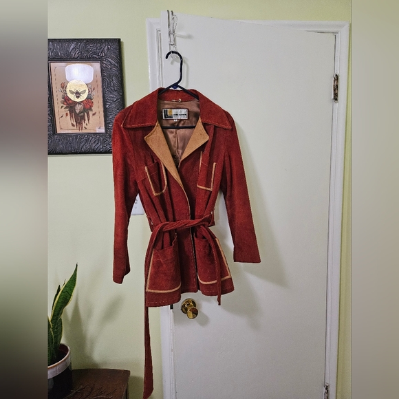 Vintage Jackets & Blazers - Vintage Suede Mini Trench Coat 1970s